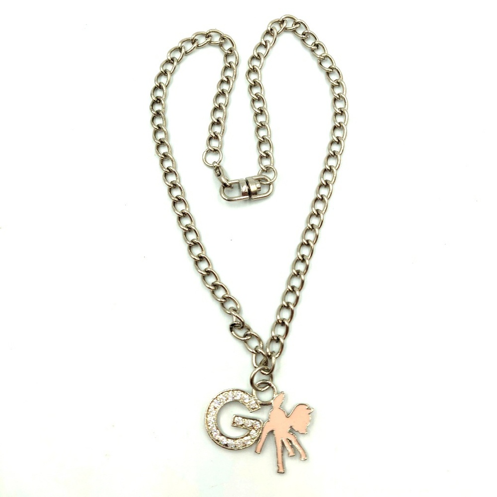 GENTLE FAWN Curb Chain Pendant Necklace Rhinestone